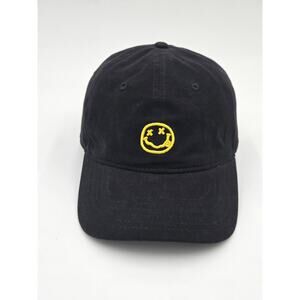 Nirvana Smiley Face Embroidered Dad Hat Black Adjustable Cap NWT